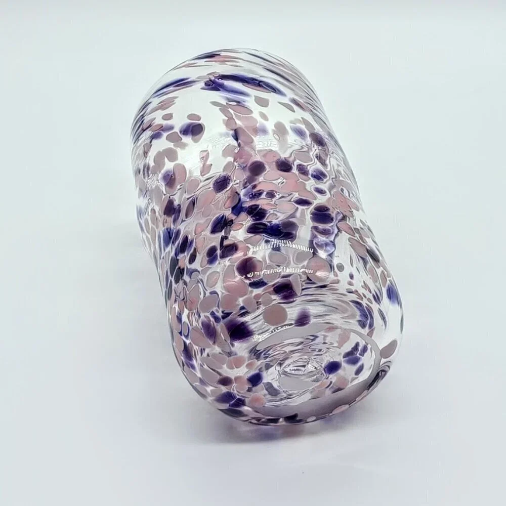 Handblown Pink Purple Confetti Glass Vase